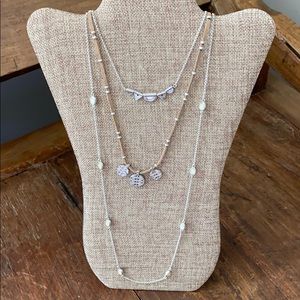 Lucky Brand 3 Tier Silver Neclace